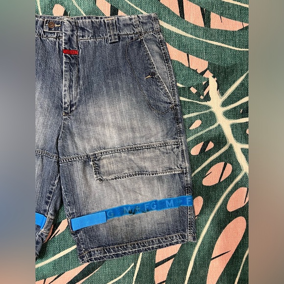 Vintage Le Jean De Marithe Francois Girbaud Jean Shorts Cargo Velcro Denim - Picture 4 of 14